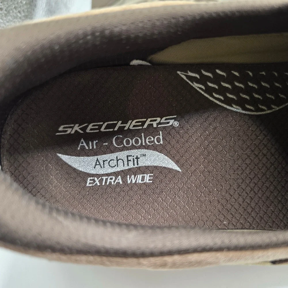 Skechers Arch Fit Banlin Brown Suede Slip On Sneakers Mens 11.5 Extra Wide 4E